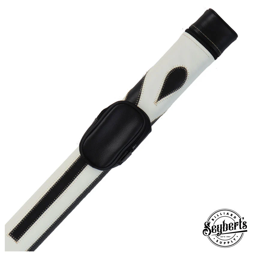 Economy Oval Silk White/Black 1x1 Hard Pool Cue Case - C11HR-WB