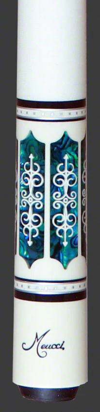 Meucci 21st Century 3 White - Blue Pearl - White Wrap Pool Cue with Carbon Pro Shaft -2103WHBLWHC - Image 2