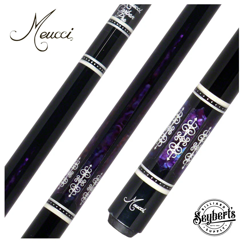 Meucci 21st Century 3 Black - Purple Pearl - Black Wrap Pool Cue with Carbon Shaft -2103BKPUBKC