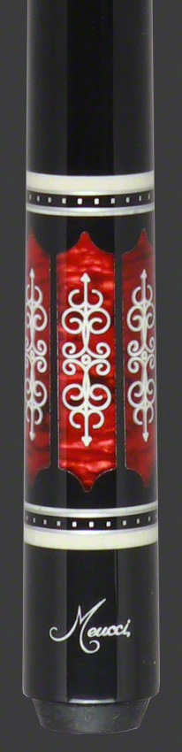 Meucci 21st Century 3 Black - Red Pearl - Black Wrap Pool Cue with Carbon Shaft - 2103BKRDBKC - Image 2