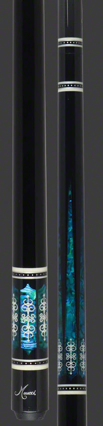 Meucci 21st Century 3 Black - Turq Pearl - Black Wrap Pool Cue with Carbon Shaft - 2103BKTURBKC - Image 3