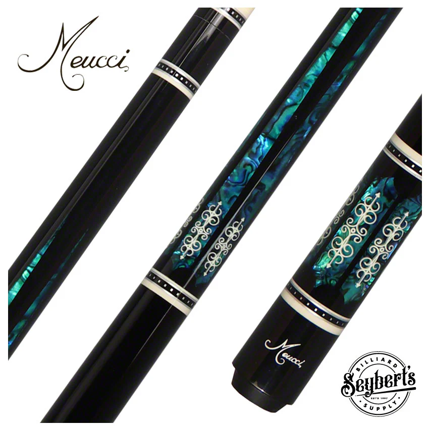 Meucci 21st Century 3 Black - Turq Pearl - Black Wrap Pool Cue with Pro Shaft - 2103BKTURBKP