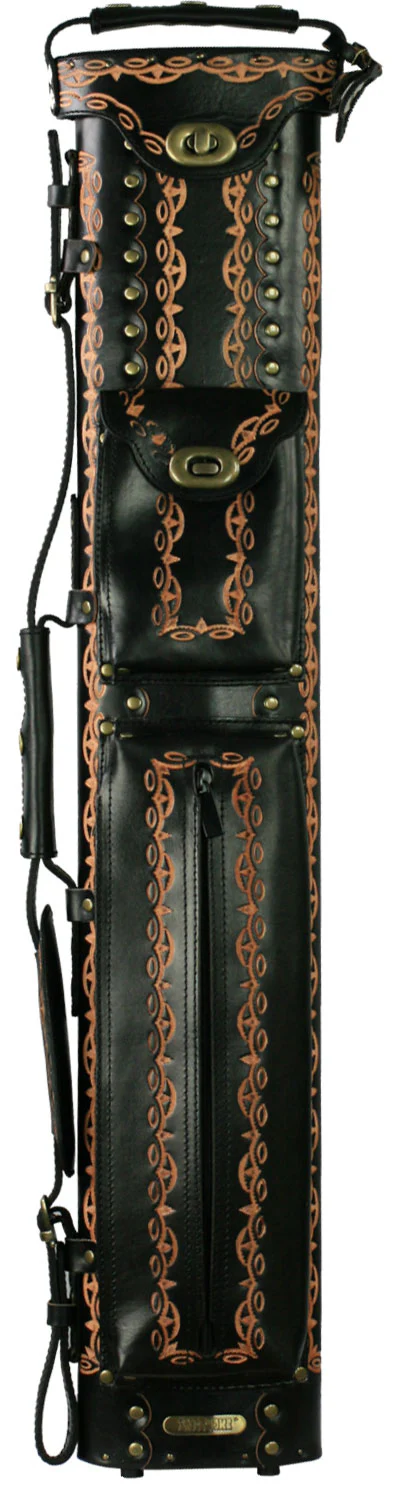Instroke D01 Black Hand Tooled 2x4 Pool Cue Case - 24D01BKH - Image 2