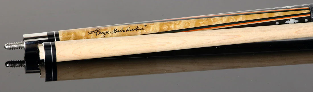 Balabushka GB Series Birdseye Maple Forearm with Ebony Points and Mother of Pearl Notched Diamond Inlays Pool Cue with Irish Linen Wrap - Image 3
