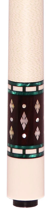 Balabushka SLE Series Birdseye Maple with Ebony Points with Green Veneers and Mother of Pearl Diamond Inlays Pool Cue with Textured Leather Wrap - Image 3