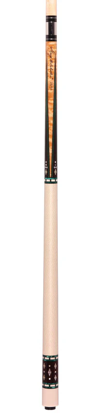 Balabushka SLE Series Birdseye Maple with Ebony Points with Green Veneers and Mother of Pearl Diamond Inlays Pool Cue with Textured Leather Wrap - Image 5