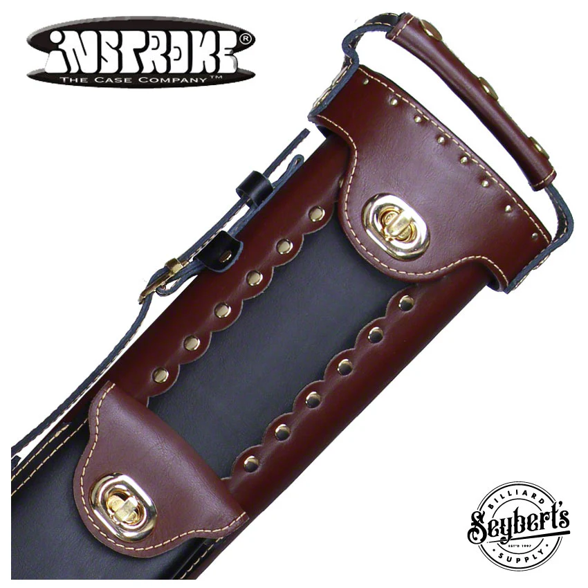 Instroke Leather Cowboy Chestnut/Black 2x4 Pool Cue Case - LC2X4CB