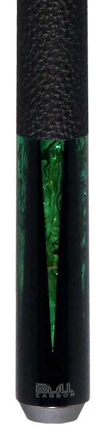 Bull Carbon Black with 6 Green Mother-of-Pearl Points Play Cue with Textured Leather Wrap - Image 2