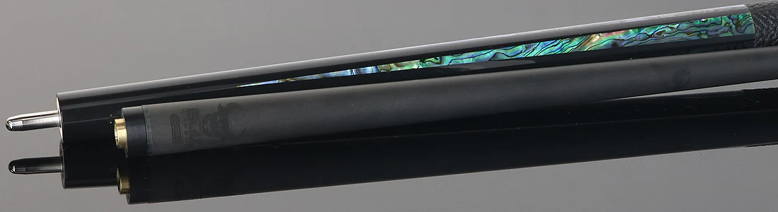 Bull Carbon Black with 6 Genuine Abalone Points Play Cue with Textured Leather Wrap - Image 4