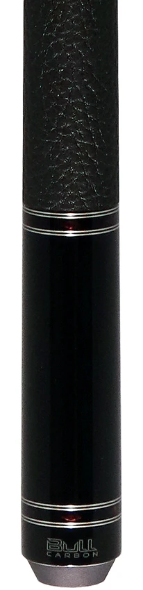 Bull Carbon Black with 6 Rosey Pink Abalone Points Play Cue with Textured Leather Wrap - Image 2