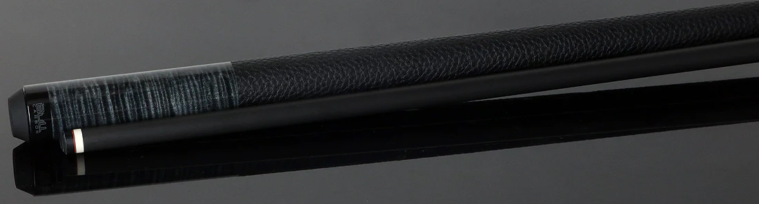 Bull Carbon Gray-Stained Curly Maple Play Cue with Textured Leather Wrap - Image 3