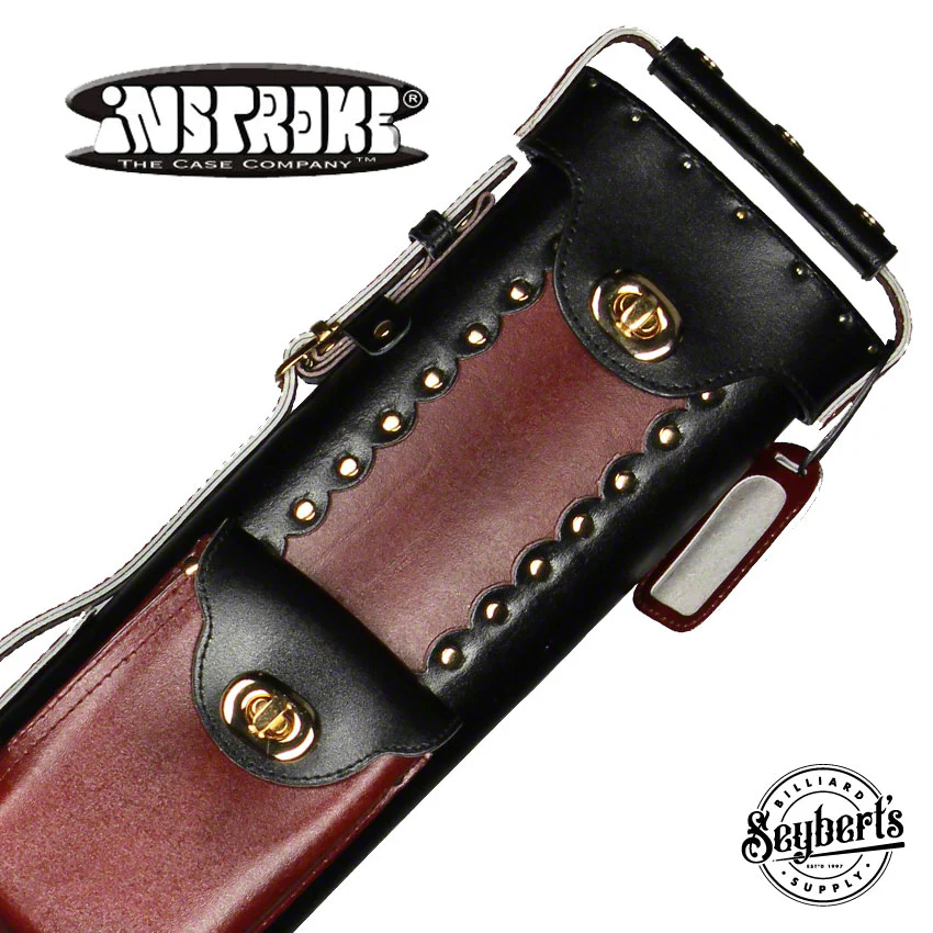 Instroke Geo Leather Black/Burgundy 3x7 Pool Cue Case - GEO3X7BKBU