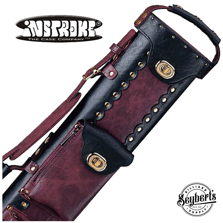 Instroke Vinyl Cowboy Black/Burgundy 3x7 Pool Cue Case - VC37BB