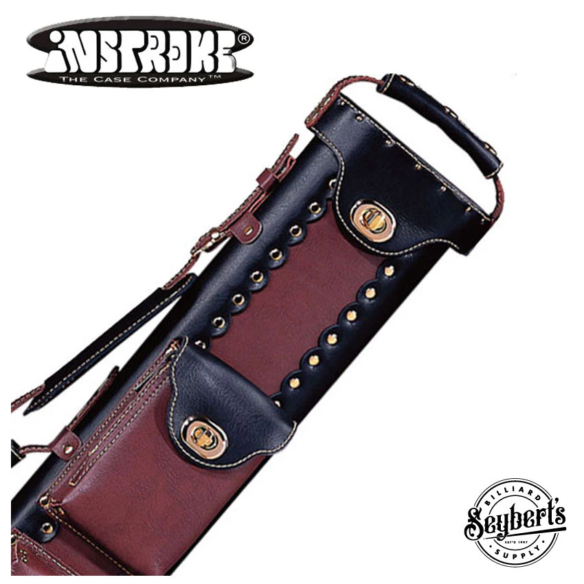 Instroke Leather Cowboy Black/Chestnut 3x7 Pool Cue Case - LC3X7BC
