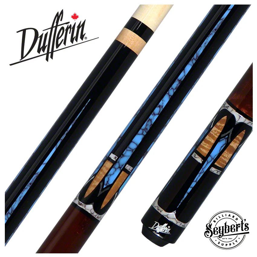 Dufferin Black With 6 Point Turquoise Graphic Graphic Pool Cue - D546