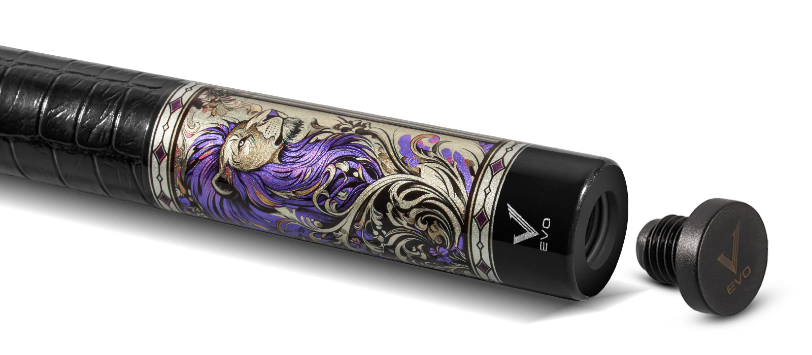 EVO Beast Amethyst Lion Leather Wrap Pool Cue - Image 5
