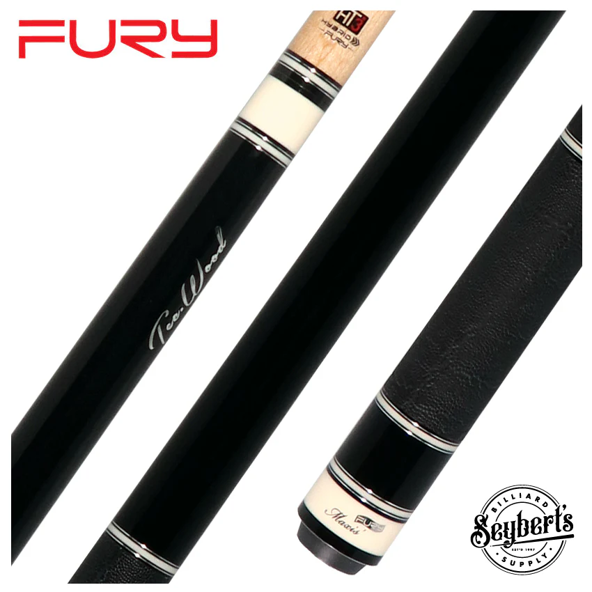 Fury Black Tec-Wood Pool Cue | Elephant Wrap | FREE Case + Extension - FUTWN1