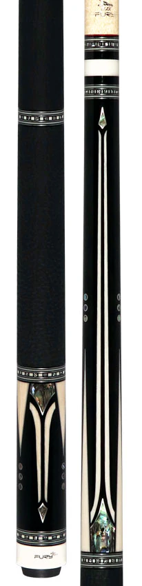Fury Ebony with Elforyn and Abalone Points Pool Cue with Sharkskin Wrap - FUAM6 - Image 4