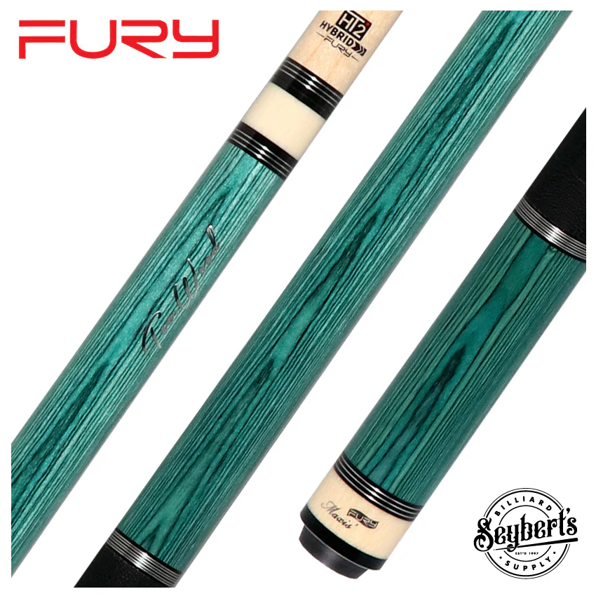 Fury Teal-Stained Tec-Wood Cue | Elephant Wrap | + Free Extension - FUTW9
