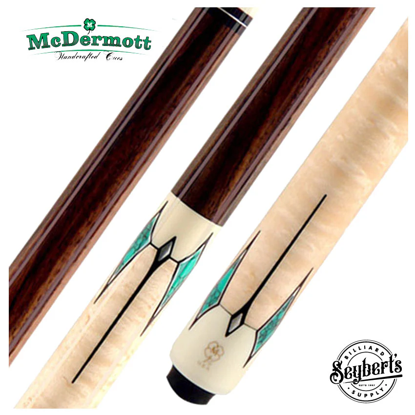 McDermott G Series Rosewood Forearm with Turquoise and Pewter No Wrap Pool Cue - G411
