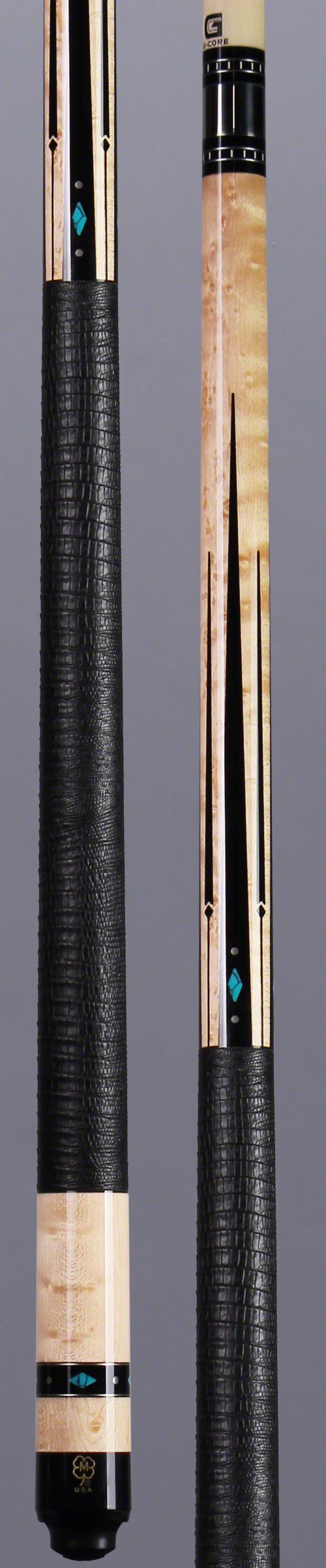 McDermott G Series Birdseye Maple Forearm with Black Points and Turquoise Inlays Pool Cue - G433 - Image 3
