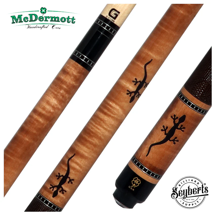McDermott  G Series Walnut Stained Maple with Black Juma Gecko Inlays Pool Cue - G516