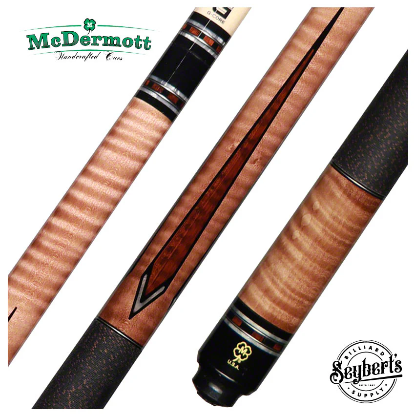 McDermott G Series Walnut Stained Curly Maple Forearm with Snakewood Points Pool Cue - G611