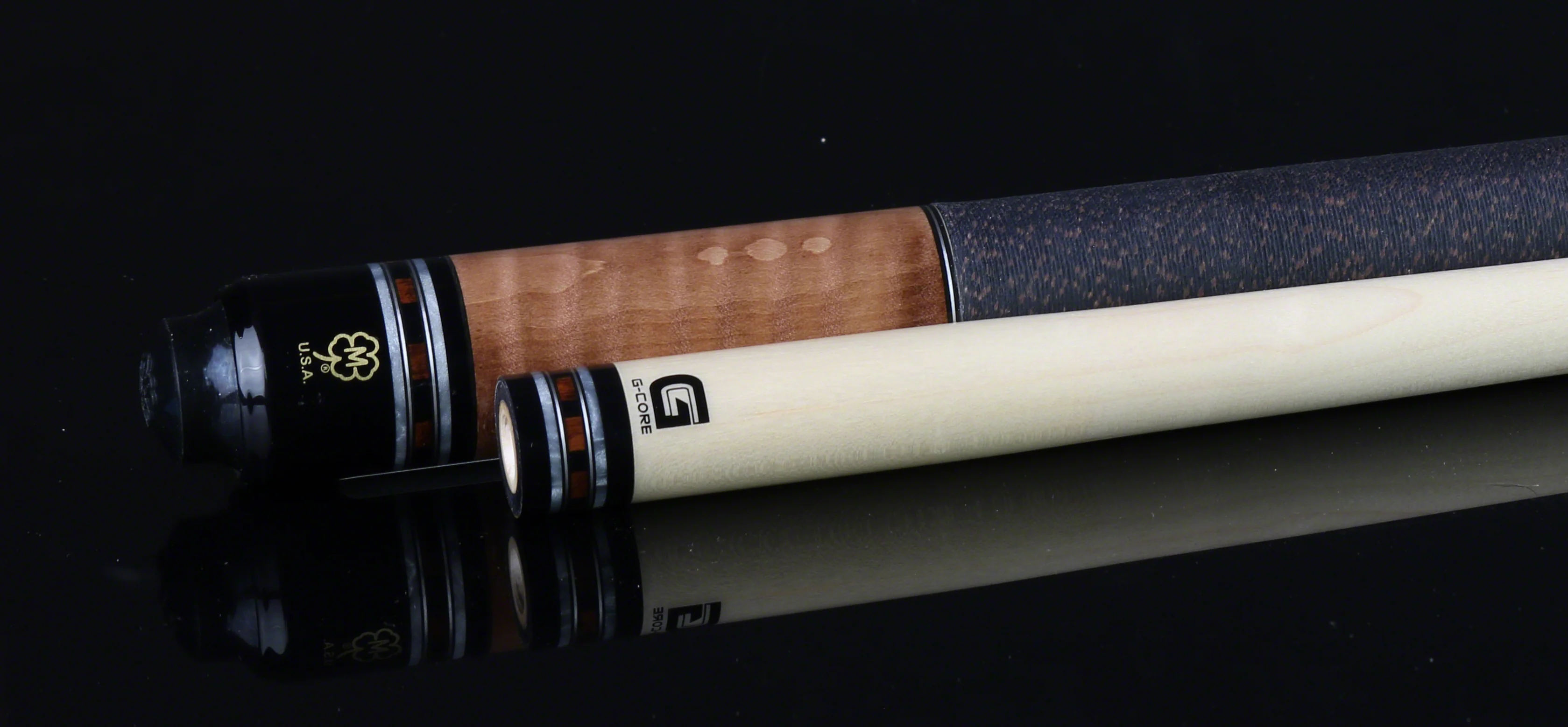 McDermott G Series Walnut Stained Curly Maple Forearm with Snakewood Points Pool Cue - G611 - Image 6