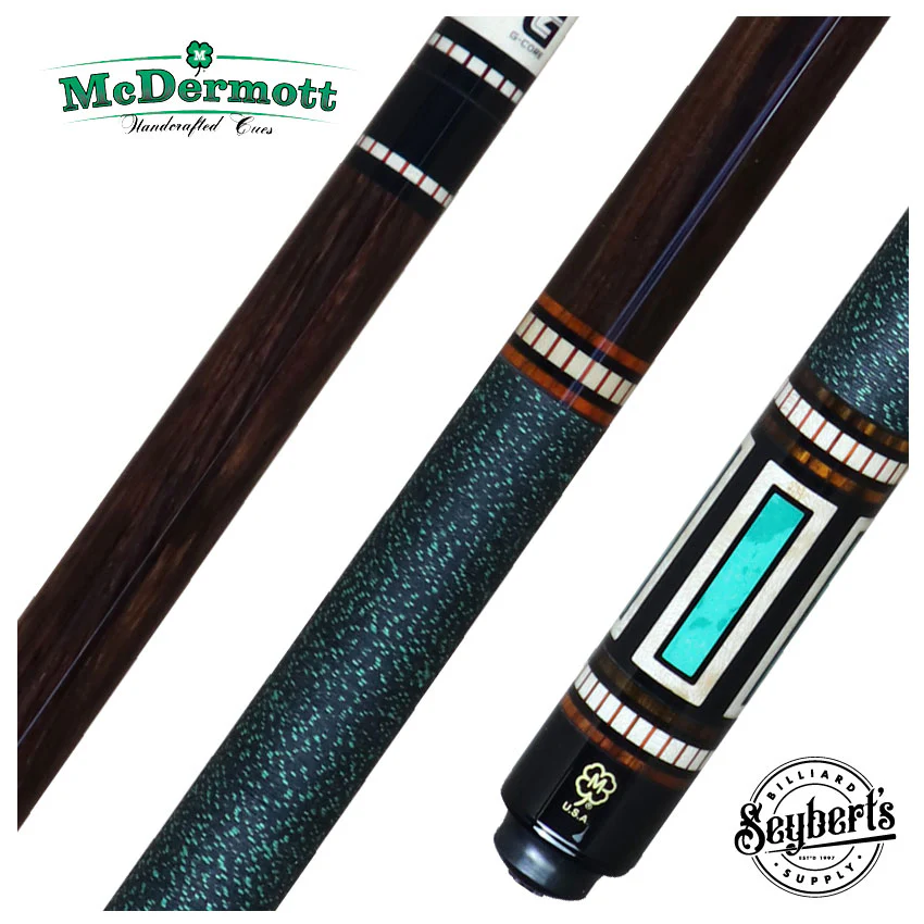 McDermott G Series Rosewood Forearm with Green Lizard and Maple Window Inlays Pool Cue - G612