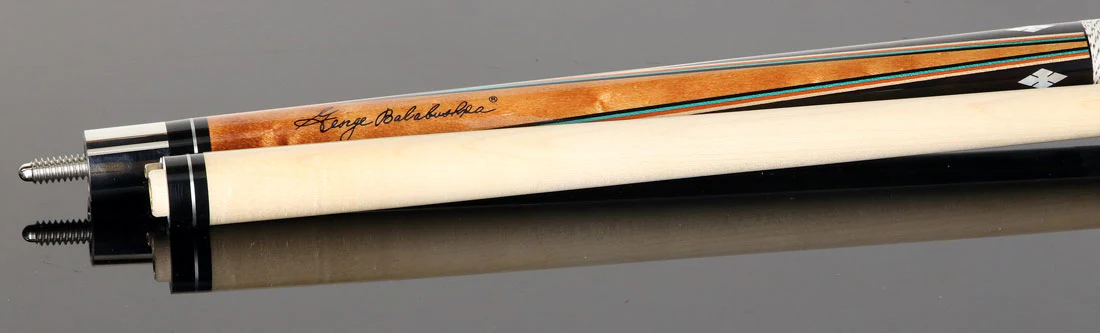 Balabushka GB Series Brown-Stained Birdseye Maple Forearm and Ebony Points with Mother of Pearl Inlays Pool Cue with Irish Linen Wrap - Image 3