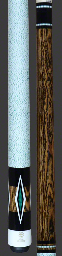 McDermott H Series Bocote Forearm with Malachite/Black/White Urethane Diamond Inlays Pool Cue - H853 - Image 2
