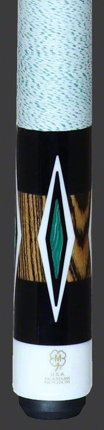 McDermott H Series Bocote Forearm with Malachite/Black/White Urethane Diamond Inlays Pool Cue - H853 - Image 6