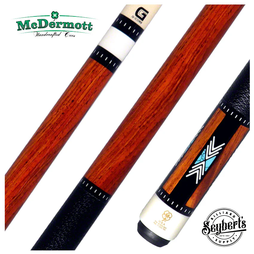 McDermott H Series Cocobolo Forearm with Turquoise/Black and White Inlays Pool Cue - H950