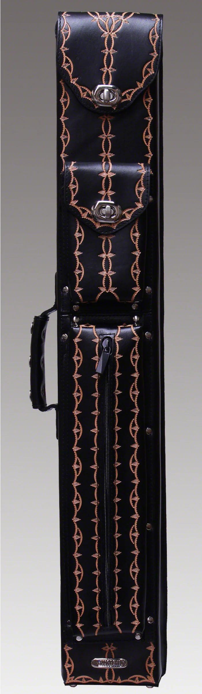 Instroke FIT-A Black Hand Tooled 2x4 Pool Cue Case - FIT24A - Image 2