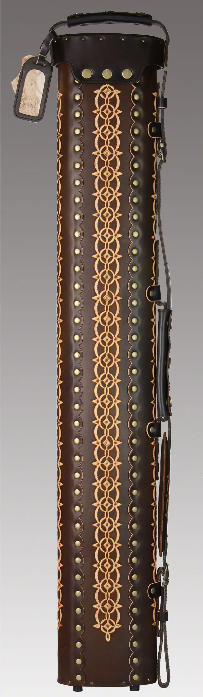 Instroke Saddle D05 Dark Brown Hand Tooled 3x5 Pool Cue Case - 35D05DBH - Image 3
