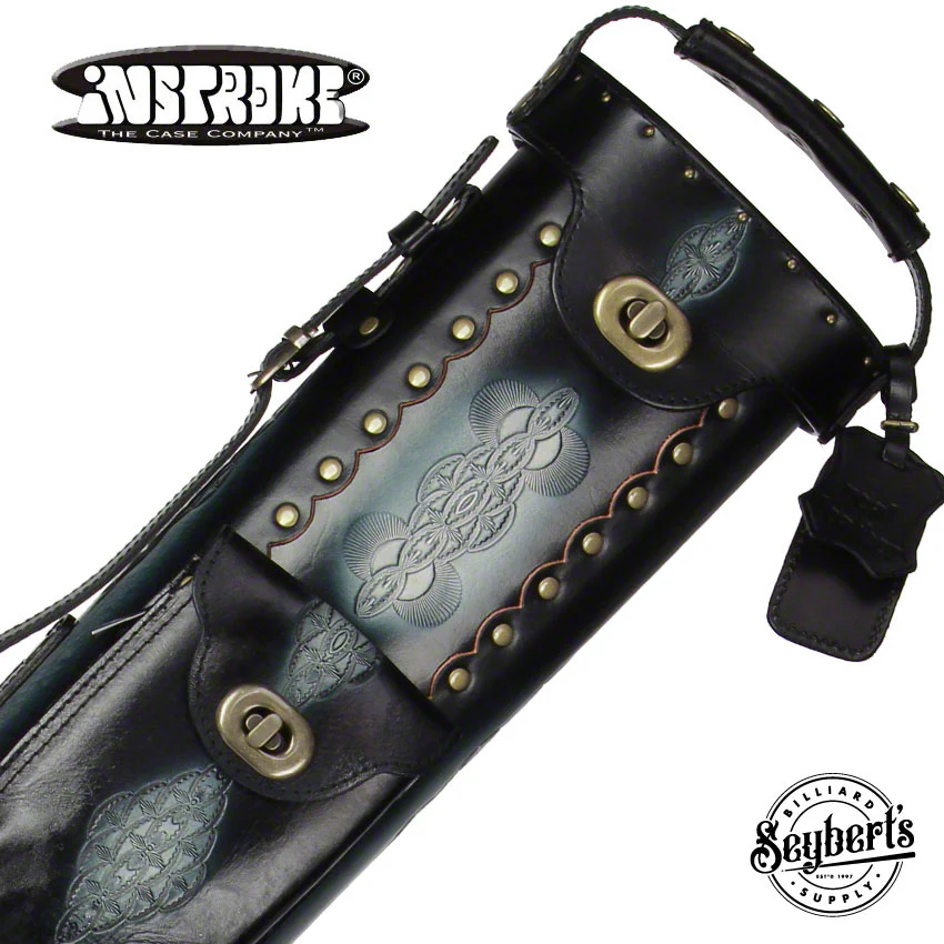 Instroke Saddle DO3 Black Air Brushed 3x7 Pool Cue Case - 37D03BK