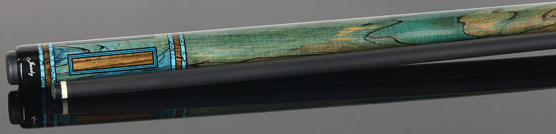 Jacoby Bocote and Spalted Maple Custom Pool Cue with 12.3mm Jacoby Black V4 Carbon Shaft - Image 3