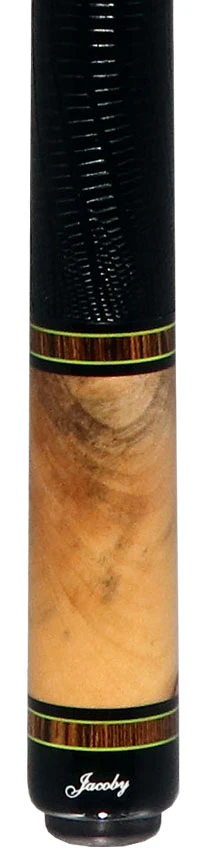 Jacoby Custom Bocote and Buckeye Burl Pool Cue with Black Lizard Wrap and Jacoby Black Carbon Shaft - Image 2