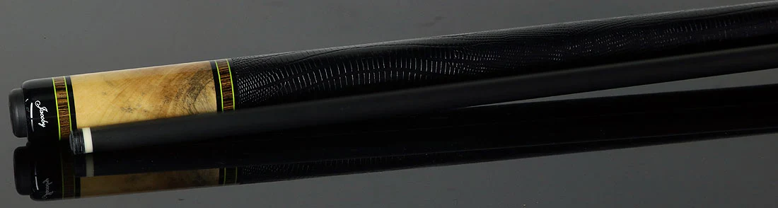 Jacoby Custom Bocote and Buckeye Burl Pool Cue with Black Lizard Wrap and Jacoby Black Carbon Shaft - Image 3