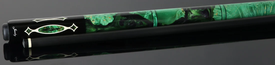 Jacoby Custom Ebony, Impregnated Burl and Micarta Play Cue with 12.9mm V4 Black Carbon Shaft - 1024-321 - Image 2