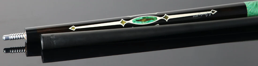 Jacoby Custom Ebony, Impregnated Burl and Micarta Play Cue with 12.9mm V4 Black Carbon Shaft - 1024-321 - Image 3
