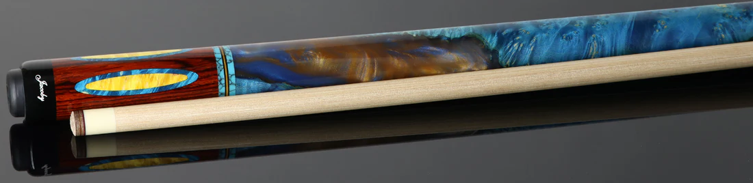 Jacoby Custom Impregnated Burl, Cocobolo and Turquoise Play Cue - 0724-318 - Image 2
