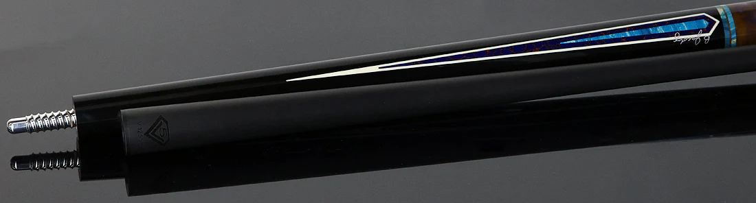 Jacoby Ebony with Azurite Web Points and Impregnated Burl No Wrap Pool Cue with Carbon Shaft - Image 4