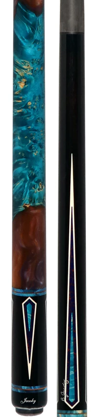 Jacoby Ebony with Azurite Web Points and Impregnated Burl No Wrap Pool Cue with Carbon Shaft - Image 5