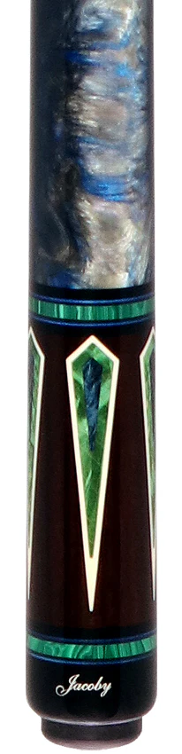 Jacoby Ebony with Blue Pearl Infused Burl Custom No Wrap Pool Cue with 12.70mm Jacoby Black V4 Carbon Shaft - Image 2