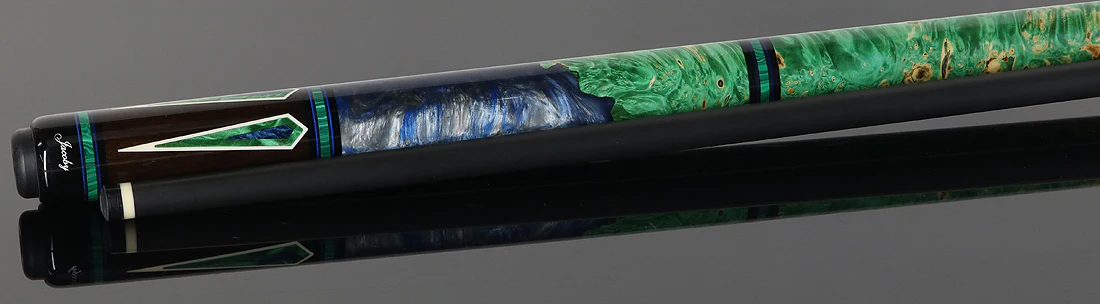 Jacoby Ebony with Blue Pearl Infused Burl Custom No Wrap Pool Cue with 12.70mm Jacoby Black V4 Carbon Shaft - Image 3