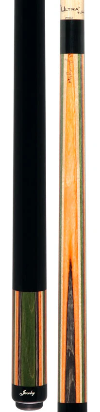 Jacoby Gray/Green/Natural/Orange Laminated Pool Cue with Ebony Wrap Section - Image 5