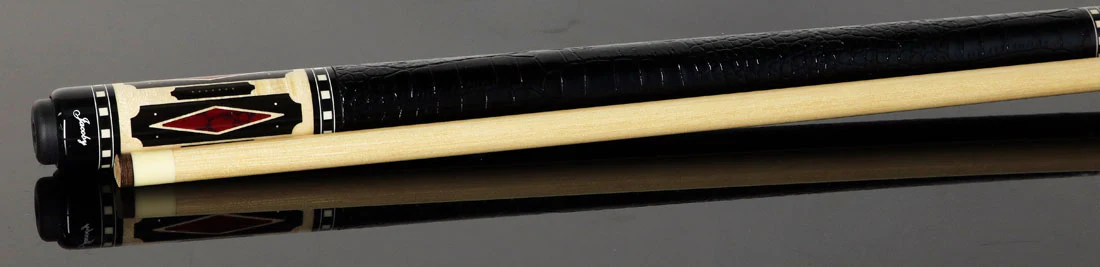 Jacoby HBV2 Series Birdseye Maple with Ebony Points and Bloody Jasper Inlays Pool Cue - Image 3