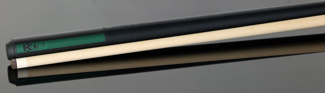 K2 Black/Green Sport Pool Cue with 12.50mm LD Shaft - Image 3