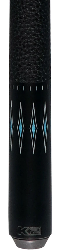 K2 Matte Black with Turquoise Diamond Graphic Pool Cue with 11.75mm LD Shaft - KLSE13 - Image 2